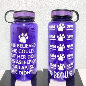 Purple She Believed, But Her Dog Was Sleeping Water Bottle