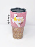 Texas Home Pink & Gold Glitter Tumbler